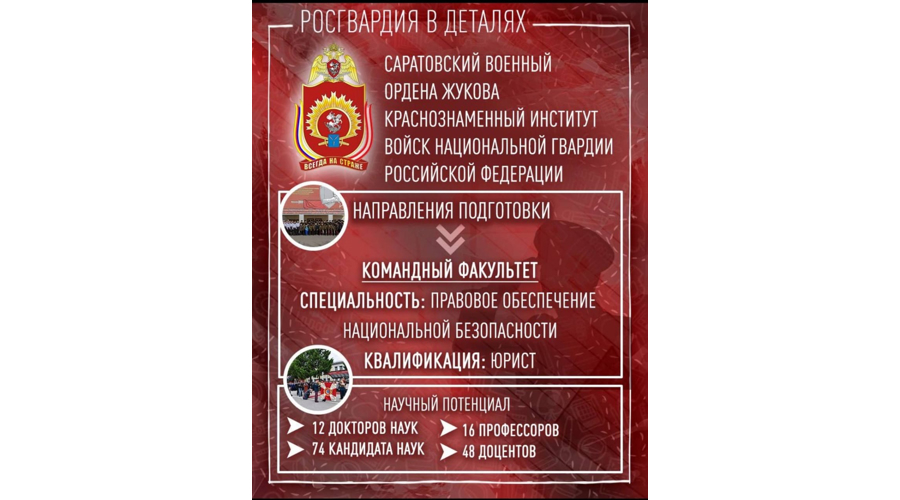 Объявляется набор абитуриентов на обучение в военные институты войск национальной гвардии Российской Федерации
